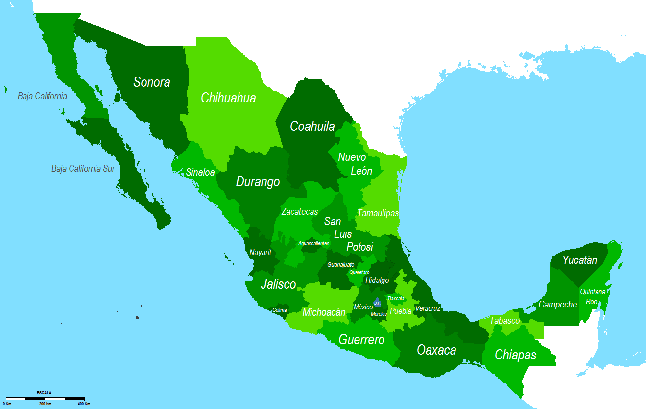 mapa de los estados mexicanos en la pagina de mexicanote